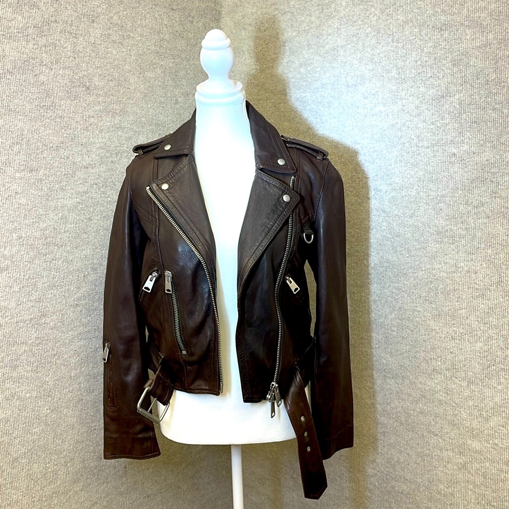 AllSaints Lamb leather Biker Jacket US4 UK8 EU36